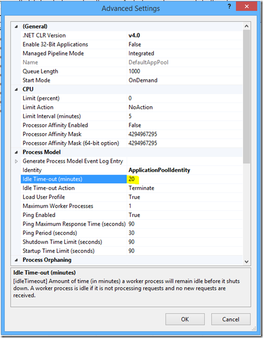 AppPool Idle Timeout